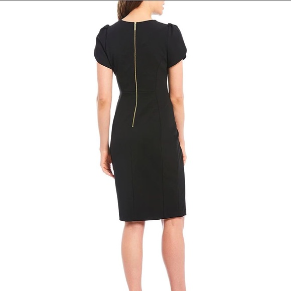 🌺 NWT! Raspberry Calvin Klein Sheath Tulip Sleeve Dress - Picture 6 of 8